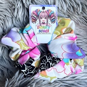 Handmade Colorful Floral Light Weight XL Hair Scrunchie